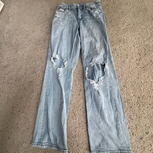 American Eagle Outfitters Light Blue Ripped Flare Jeans
